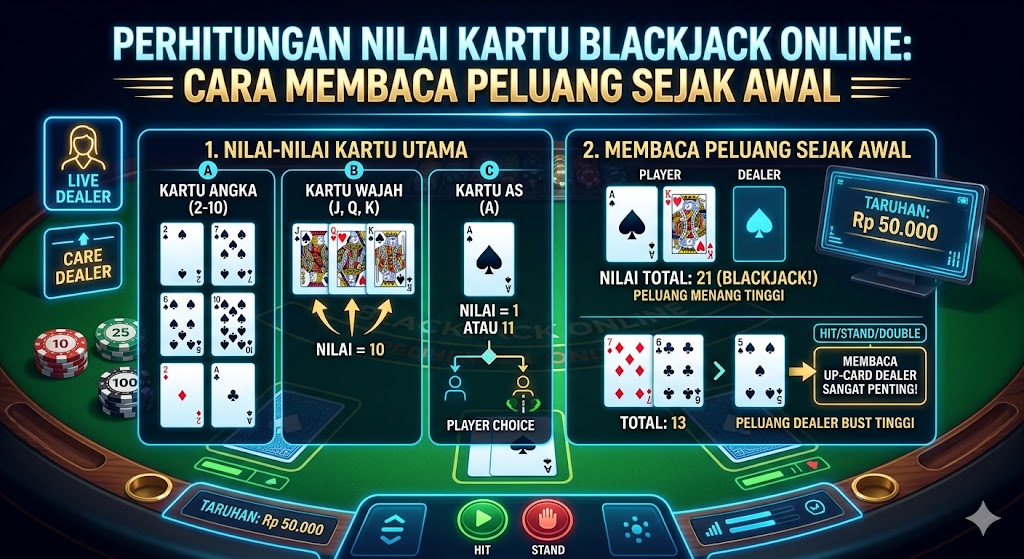 Read more about the article Perhitungan Nilai Kartu Blackjack Online: Cara Membaca Peluang Sejak Awal